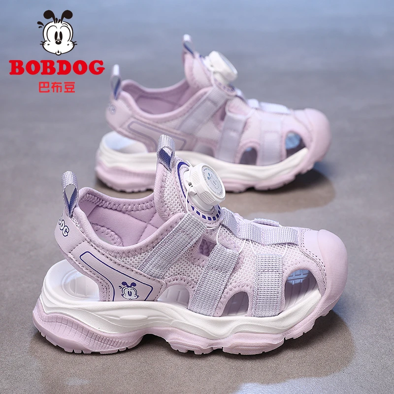 巴布豆童鞋女童凉鞋运动透气小女孩中大童舒适软底包头凉鞋K061C