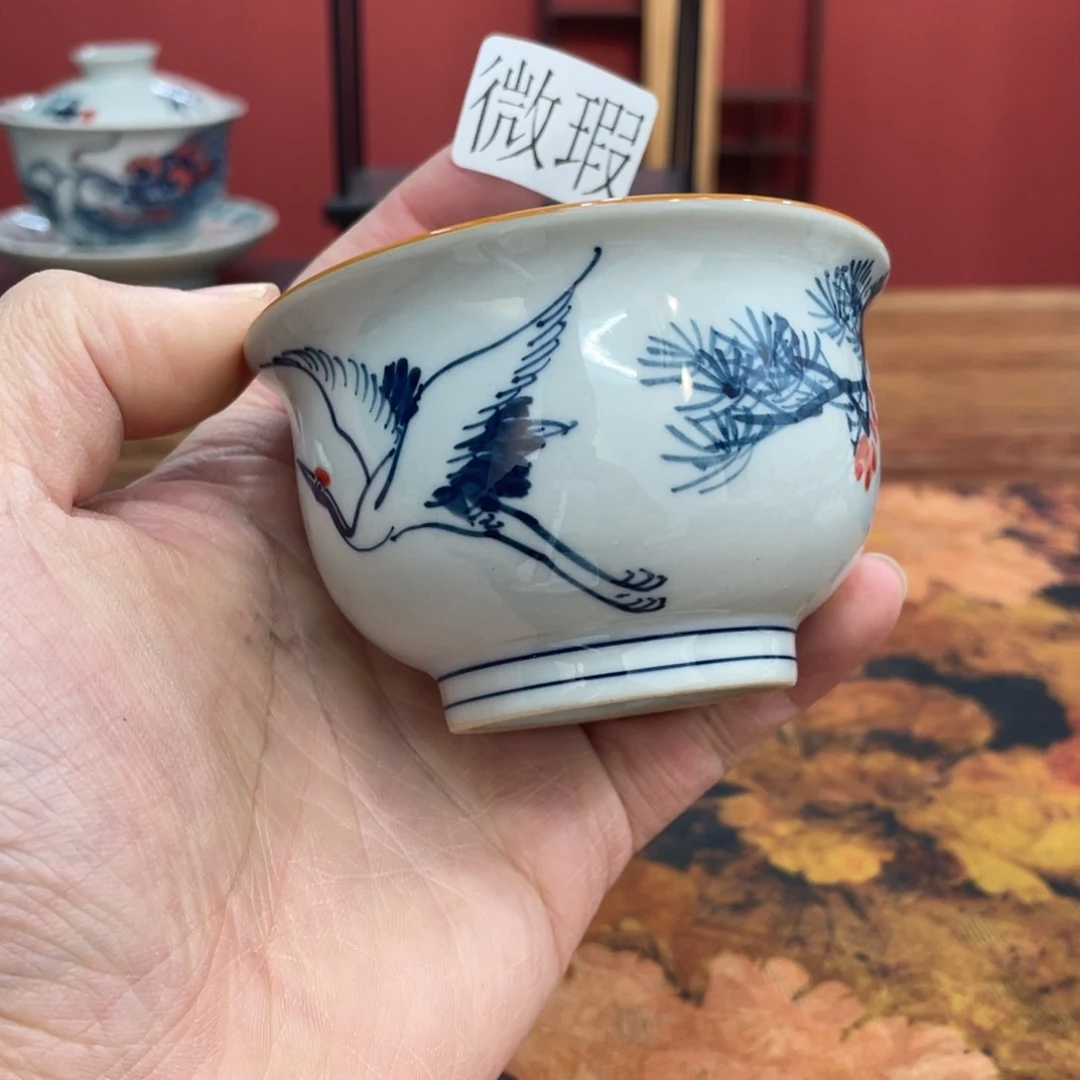 釉下手绘茶具微瑕