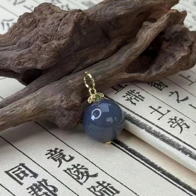 【真石】冰烟紫荔枝冻大龙珠吊坠约15MM ZSM022I025