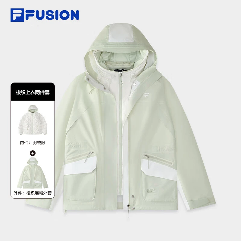 FILA FUSION斐乐潮牌运动梭织上衣两件套冬季保暖外套T11W441906F