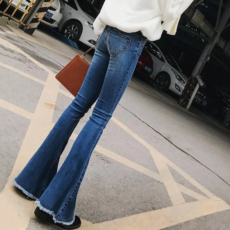 微喇牛仔裤女士2025秋季新款高腰显瘦女款裤子修身毛边大喇叭裤子