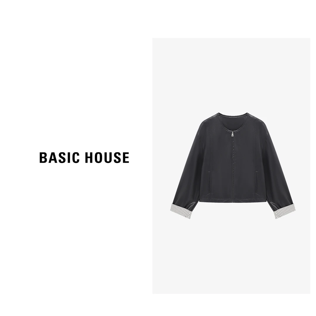 Basic House/百家好长袖款时尚休闲百搭女士PU外套-B0625H5I172