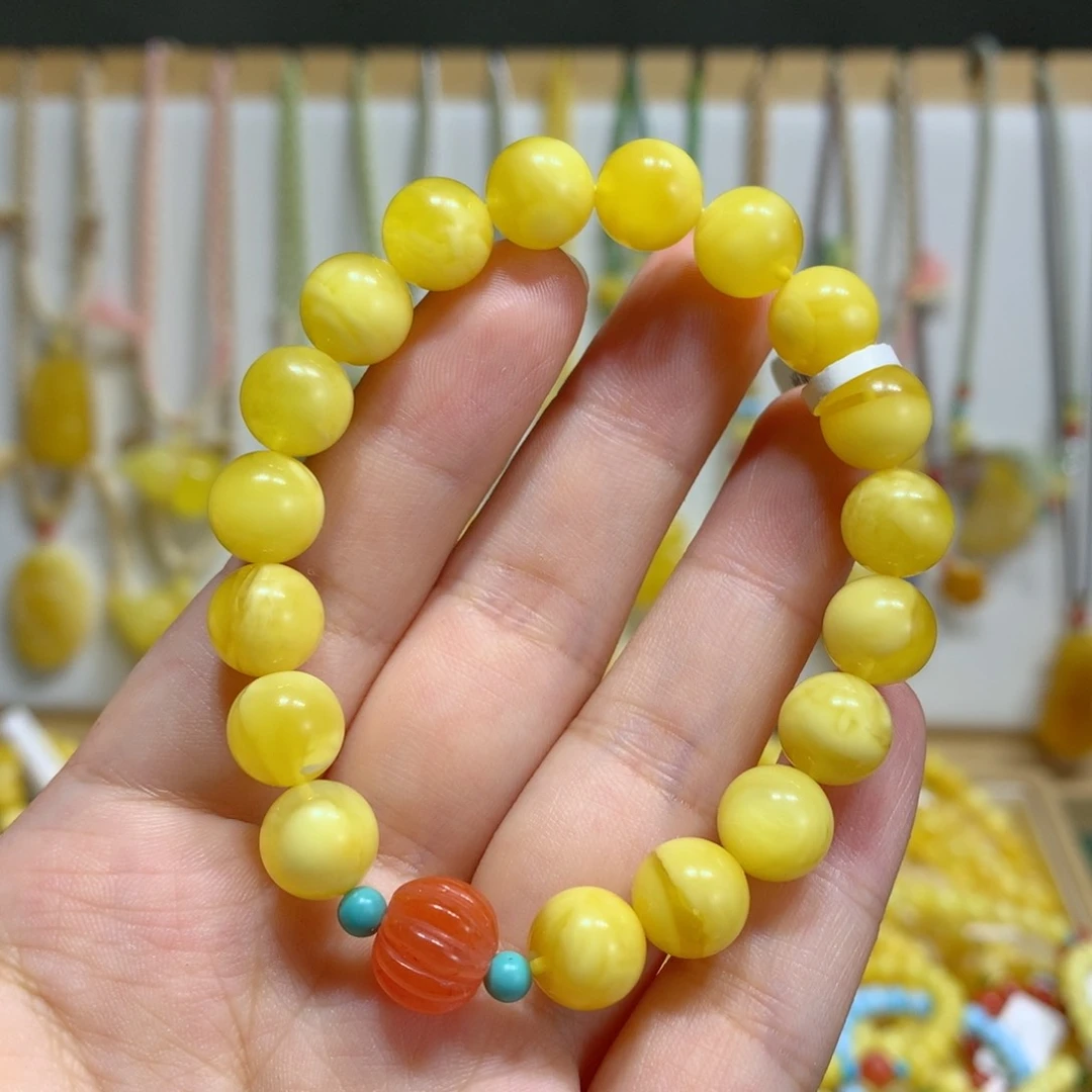 未镶嵌蜜蜡手链9.5mm
