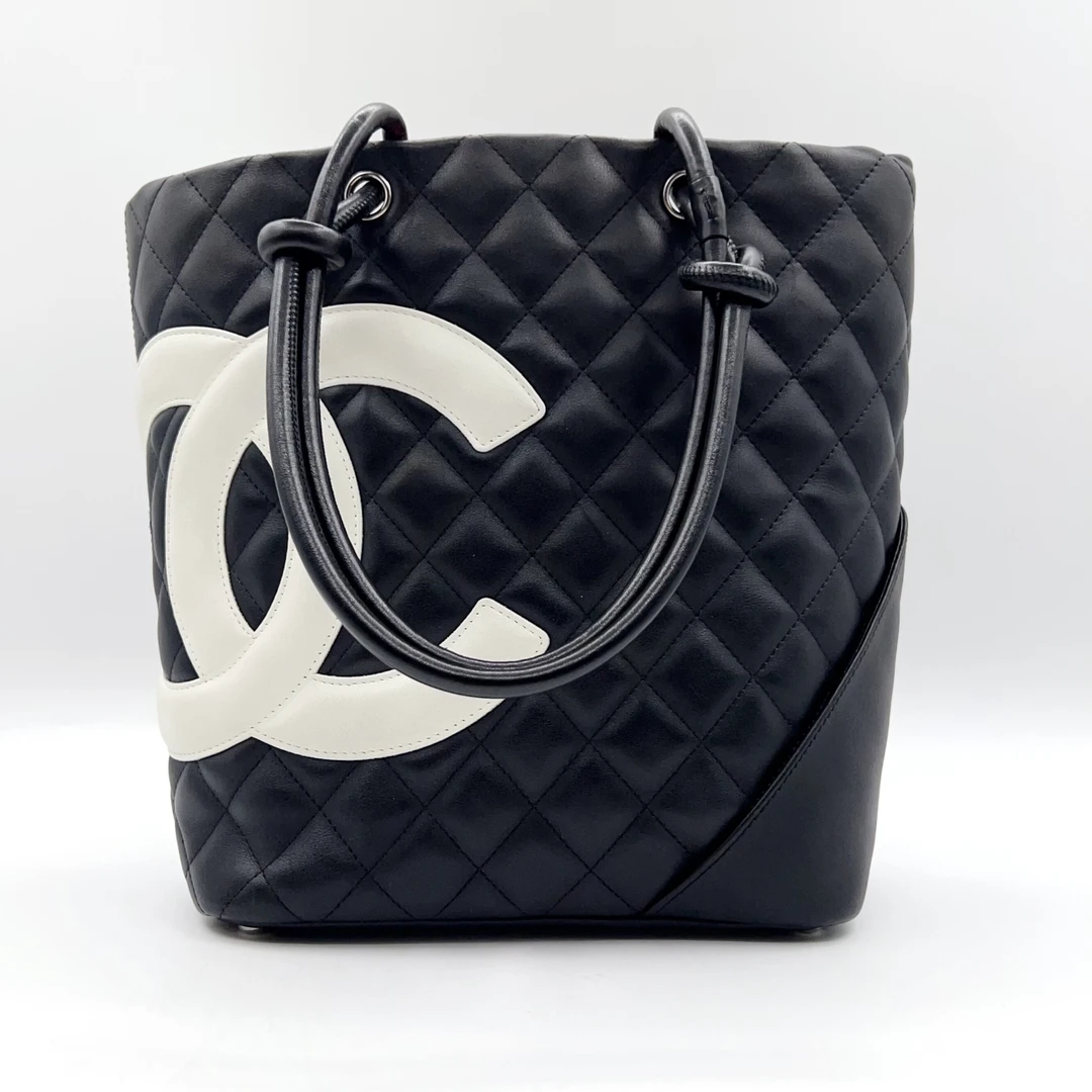 99新 Chanel/香奈儿 康鹏菜篮子小号黑白熊猫 1165