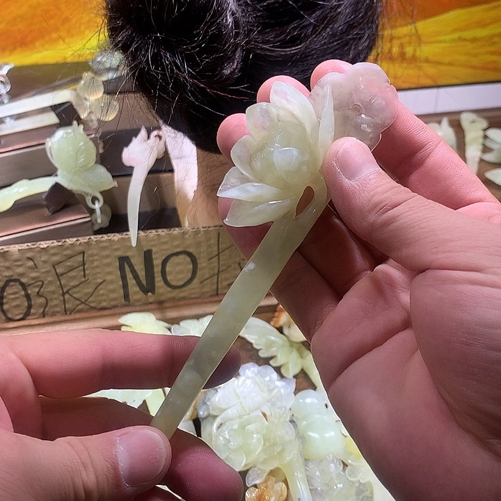 蛇纹石玉合金发饰