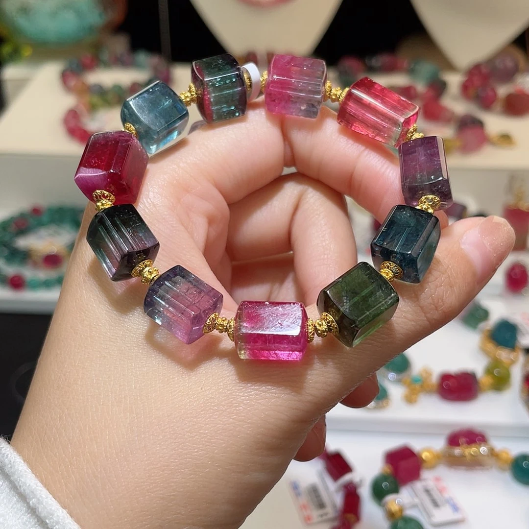 碧玺手链18K金镶嵌碧玺手链