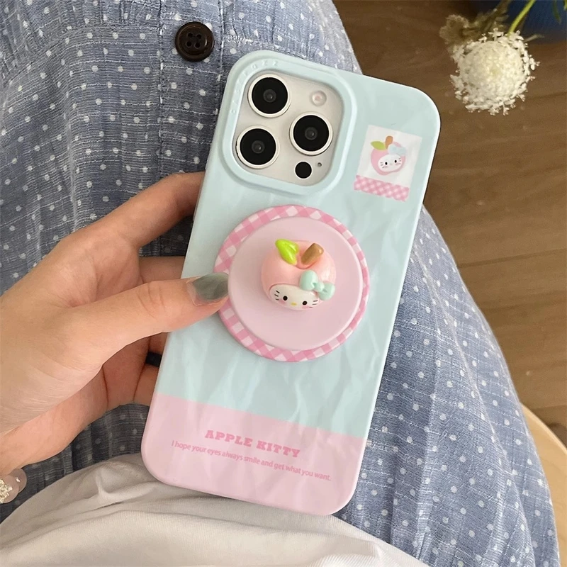 蓝拼粉卡通磁吸支架适用苹果16promax手机壳iphone15pro新款合一