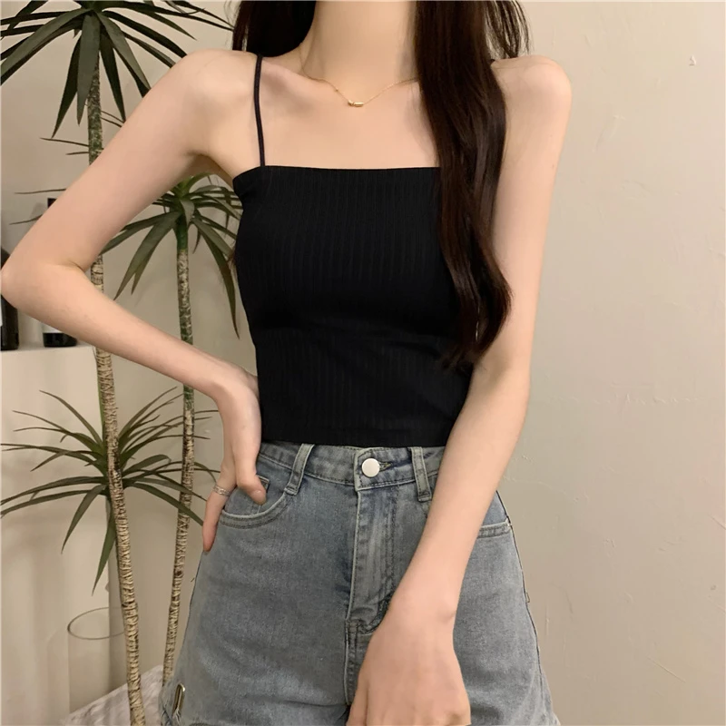 大码吊带背心女夏纯色修身内搭无胸垫百搭显瘦外穿上衣