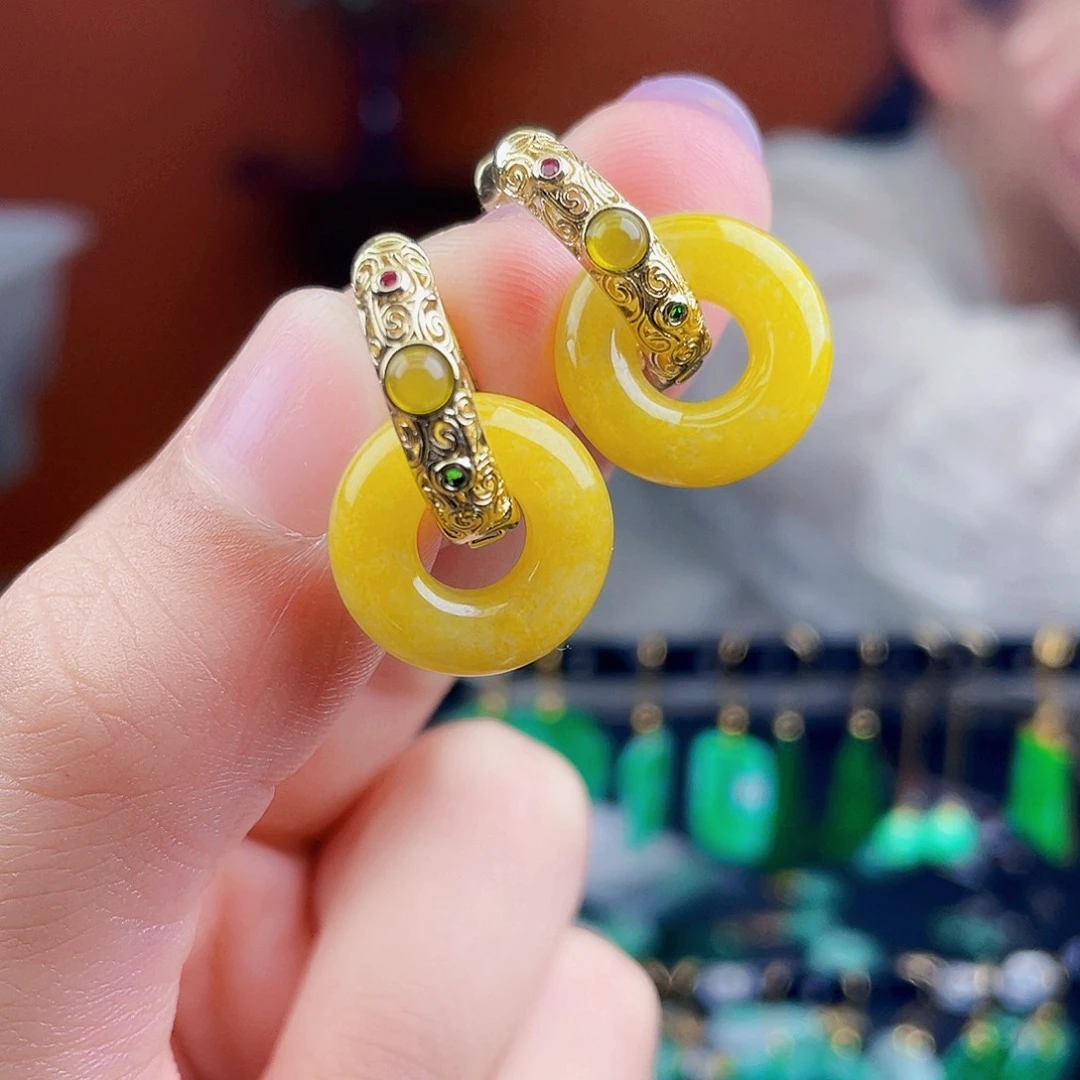 翡翠未镶嵌耳饰饰品