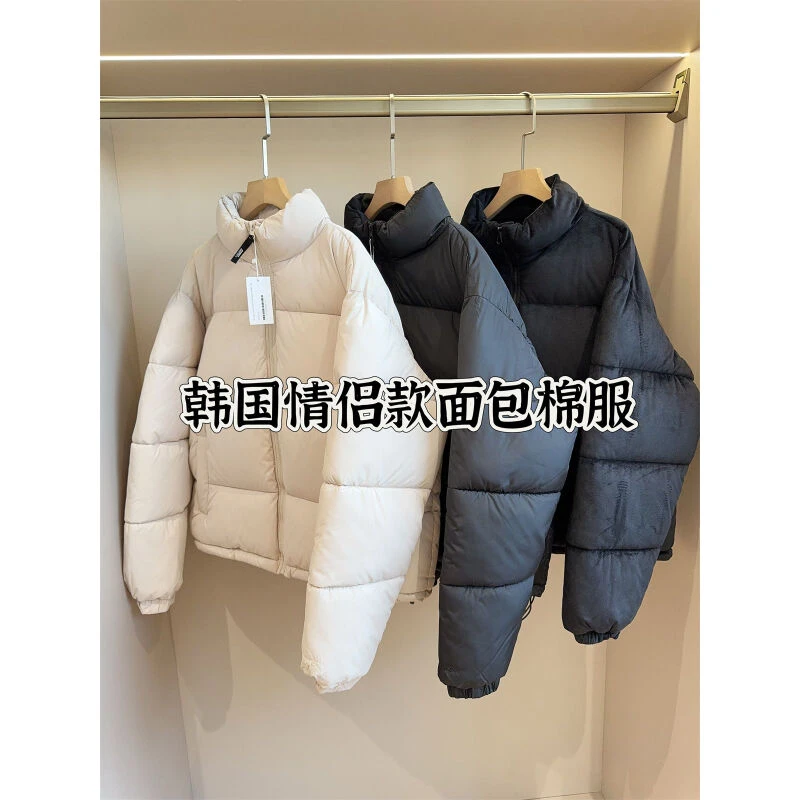 清仓 韩国单 加厚保暖情侣款时尚立领面包服宽松棉服冬