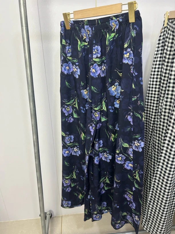 裤裙大摆带双口袋莱赛尔棉绸裙子