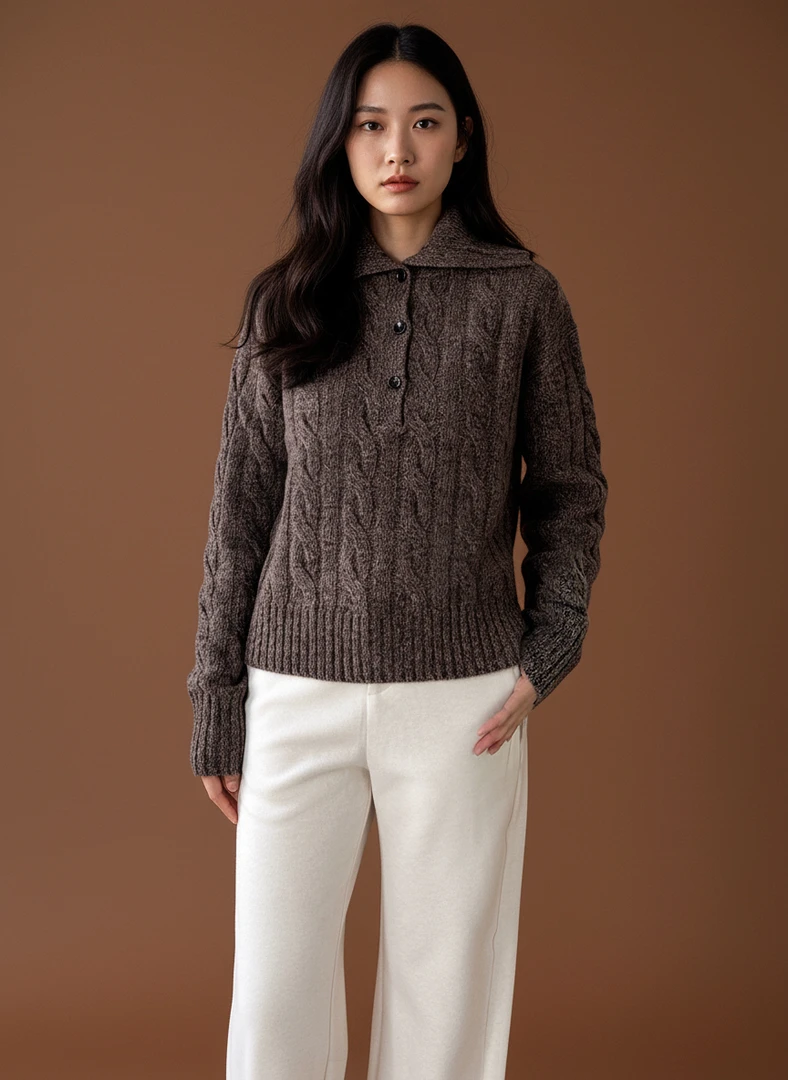 【很厚】女士高领麻花羊毛衫 100%绵羊毛针织长袖-279099