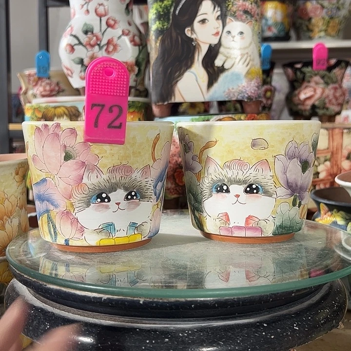 满38包邮 景德镇手绘花盆