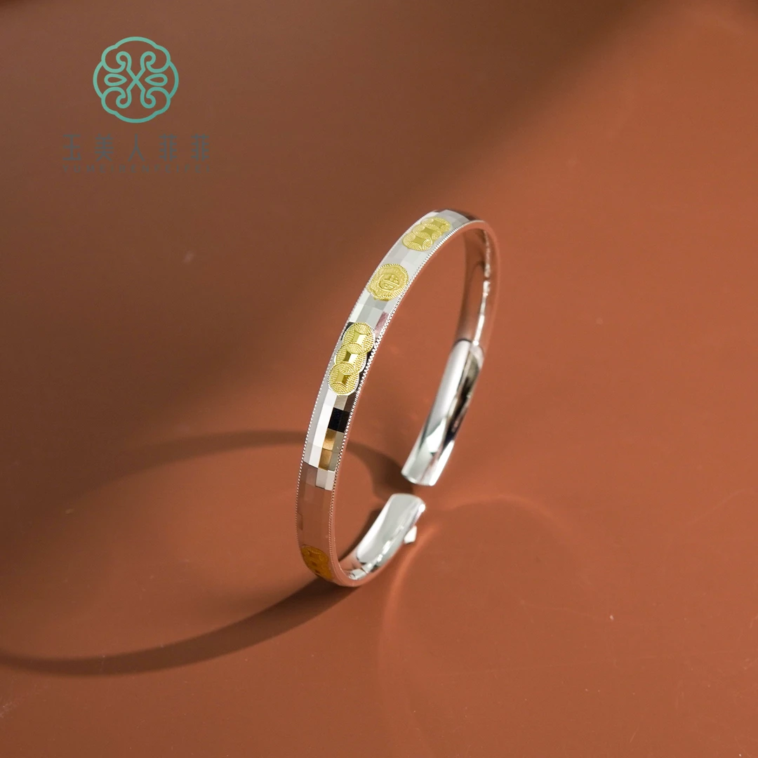 足银手镯 菲菲珠宝好%足银开口镯-试戴请勿变形