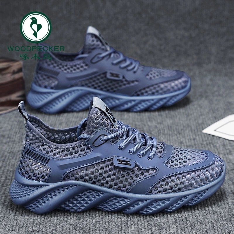 【正品】啄木鸟2025新款夏季透气镂空薄款网面男鞋网洞休闲跑步男鞋