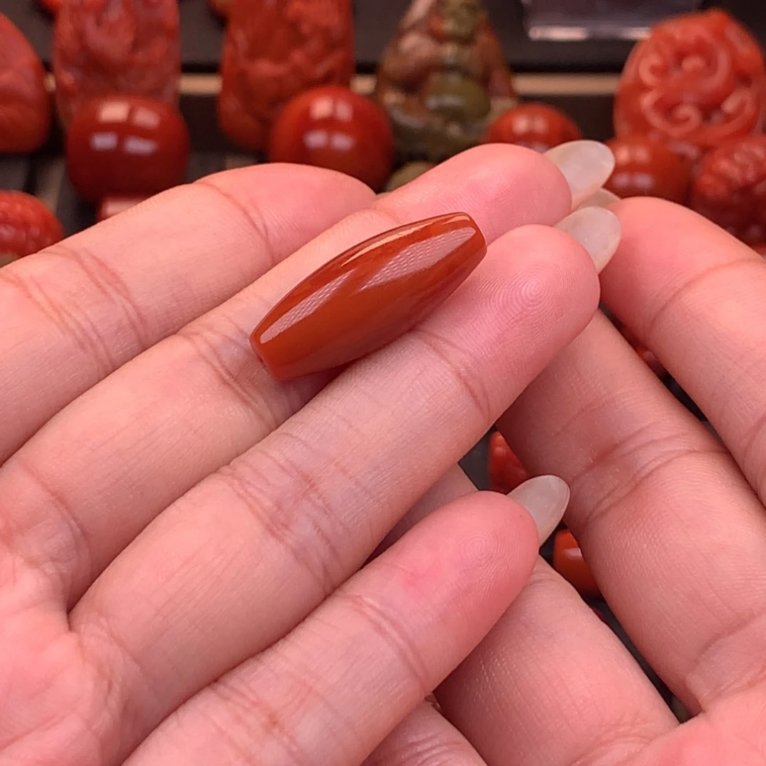 南红玛瑙未镶嵌原矿筒珠10.2mm