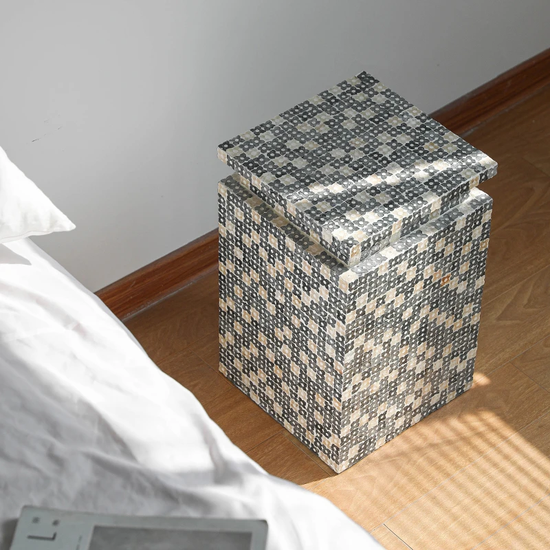 侘寂风贝壳边几创意沙发法式茶几床头柜子阳台小边桌设计师款高级