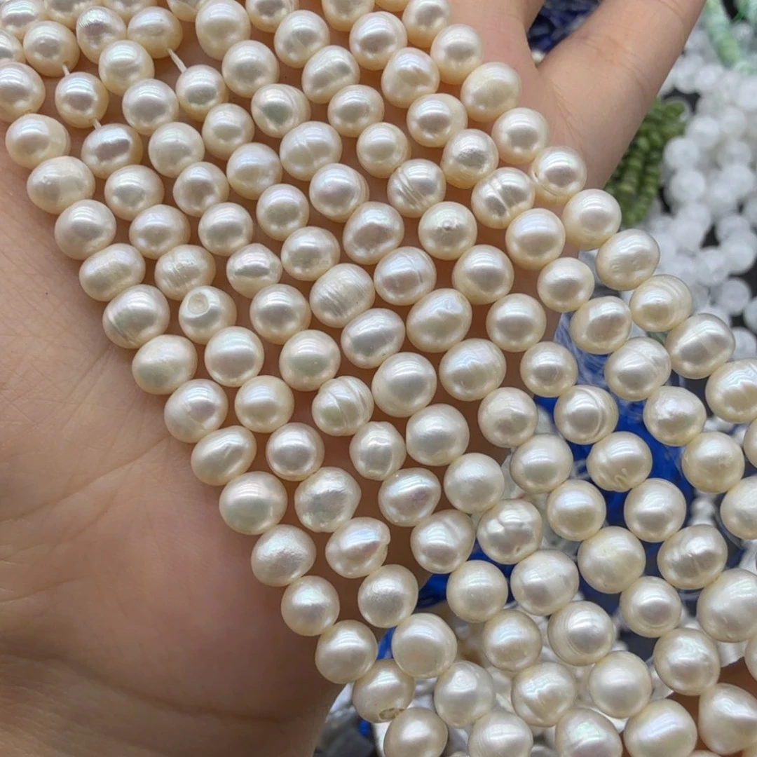 水晶珠宝半成品未镶嵌卡6淡水珍一条