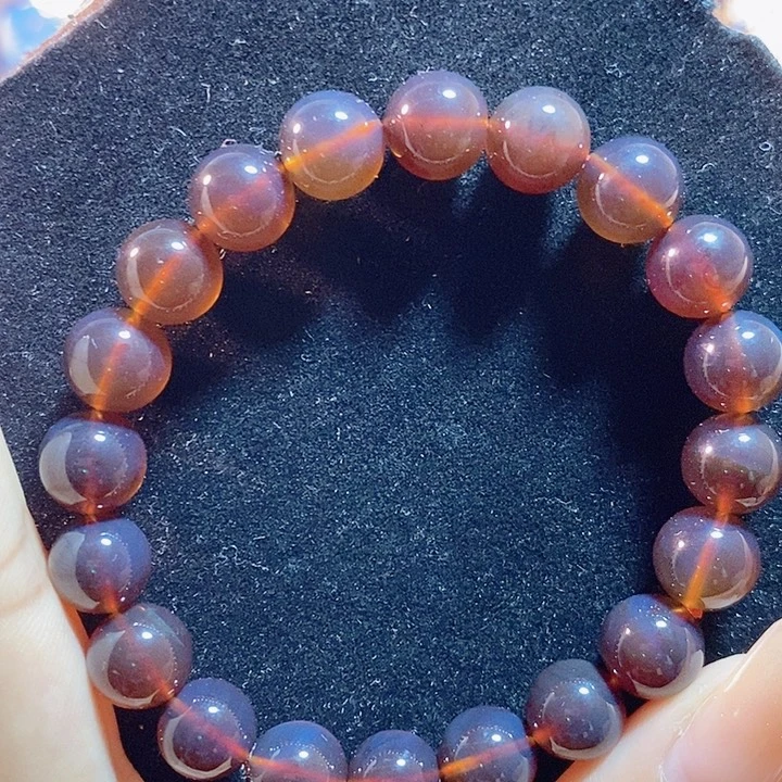 琥珀未镶嵌珠宝奇石紫罗兰手串9