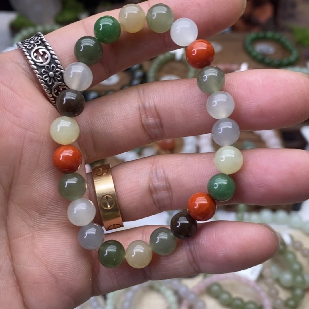 H***~和田玉未镶嵌手链卡8冰多宝