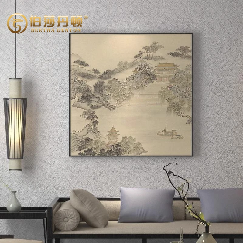 BERTHA DENTON新中式正方形卧室玄关客厅装饰画宋代美学山水画