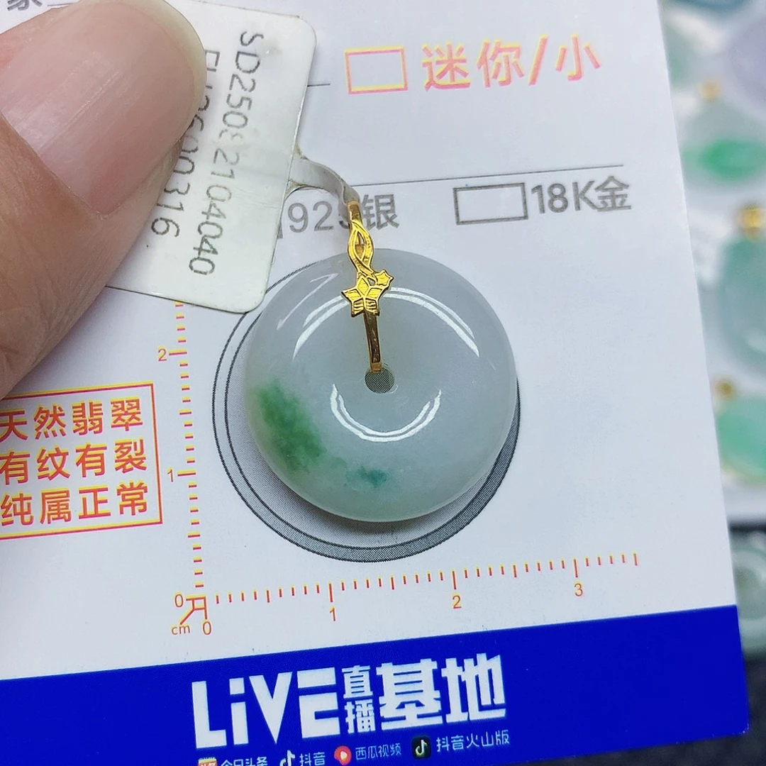翡翠18K金镶嵌颈饰平安扣
