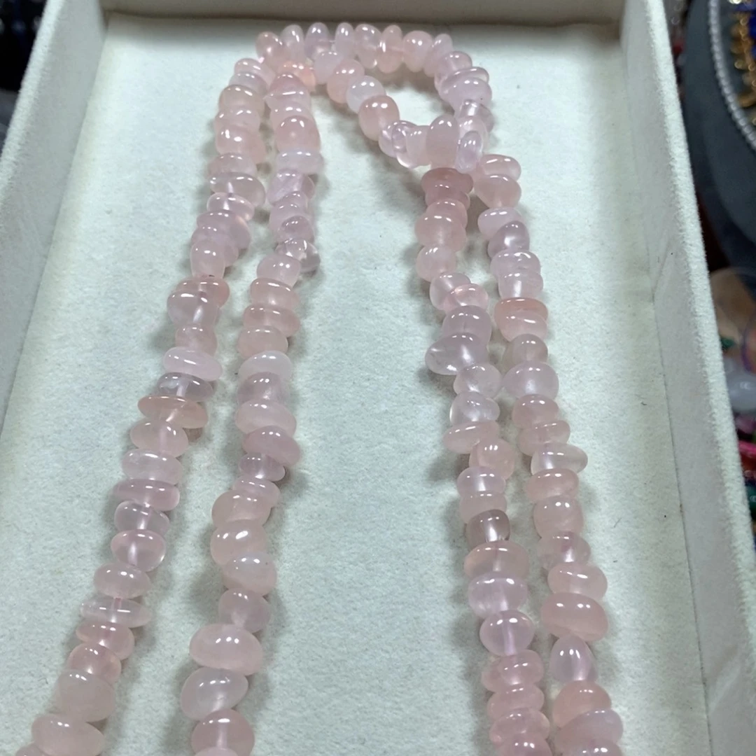 玛瑙/玉髓合金珠宝半成品粉晶糖豆一条卡10mm