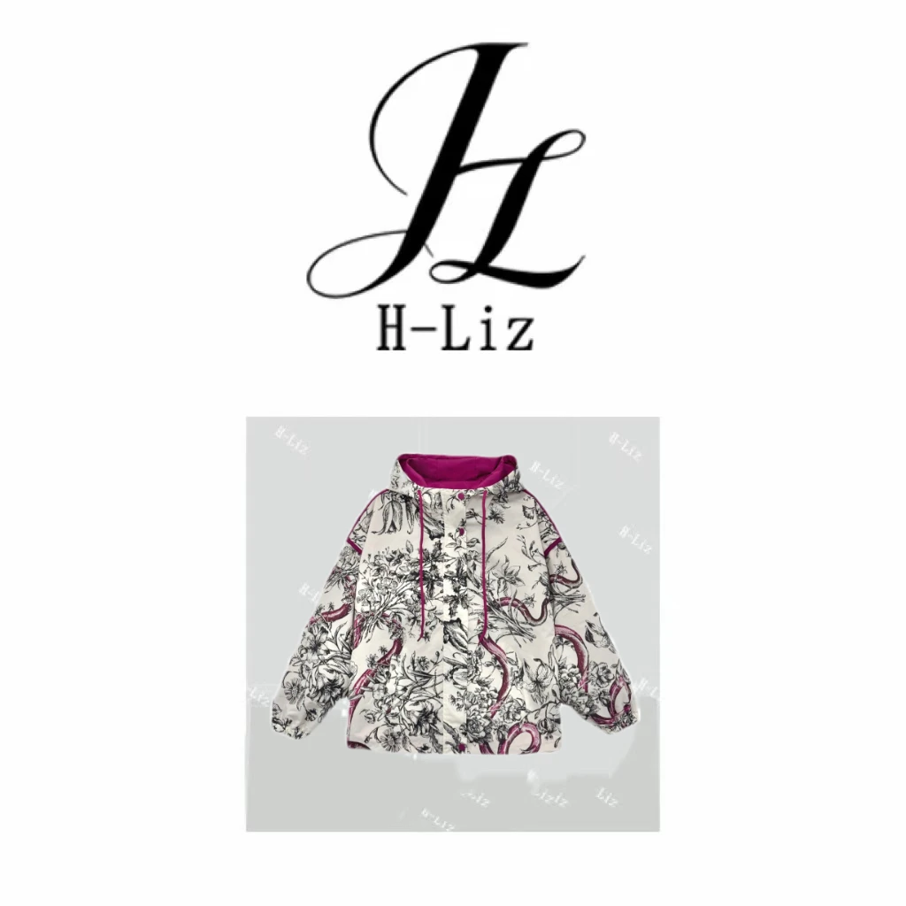 【H-Liz】蛇年限定印花宽松连帽短外套冲锋衣