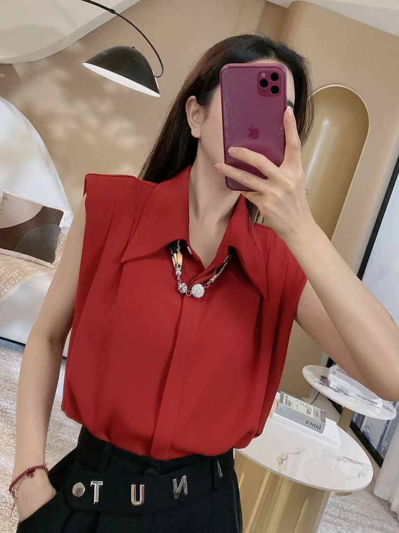 【坎肩衬衫】坎肩袖褶皱设计感衬衫（SJ61）1063