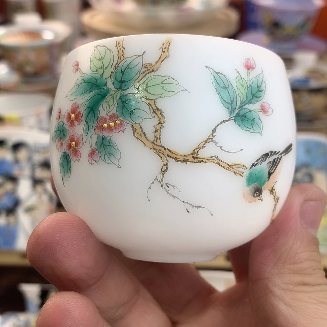 冰种素烧手绘主人杯