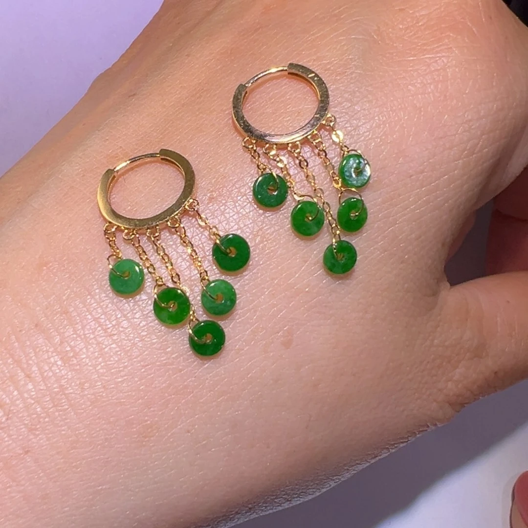 翡翠颈饰18K金镶嵌耳环