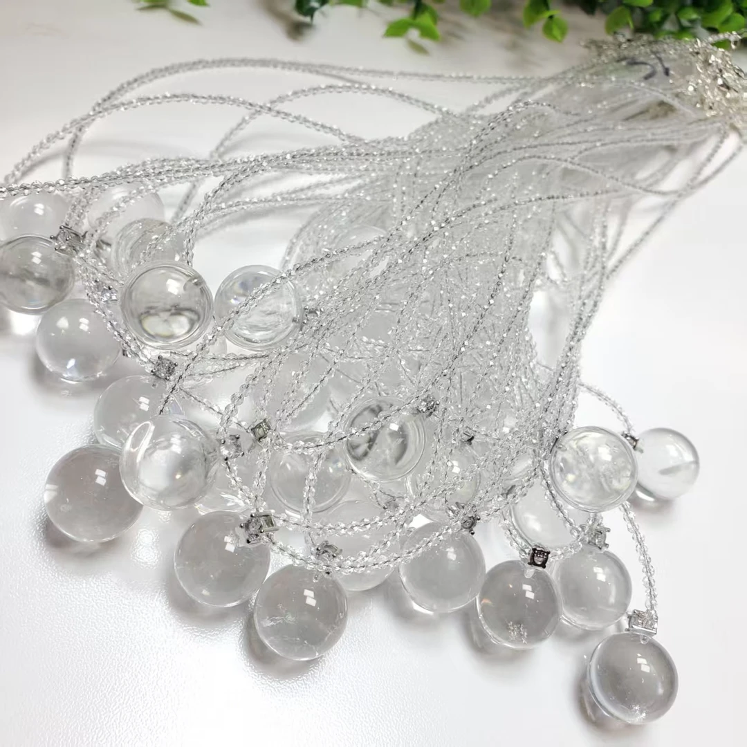 Q349【赵小姐】时尚百搭天然白水晶单珠项链多样式发其一