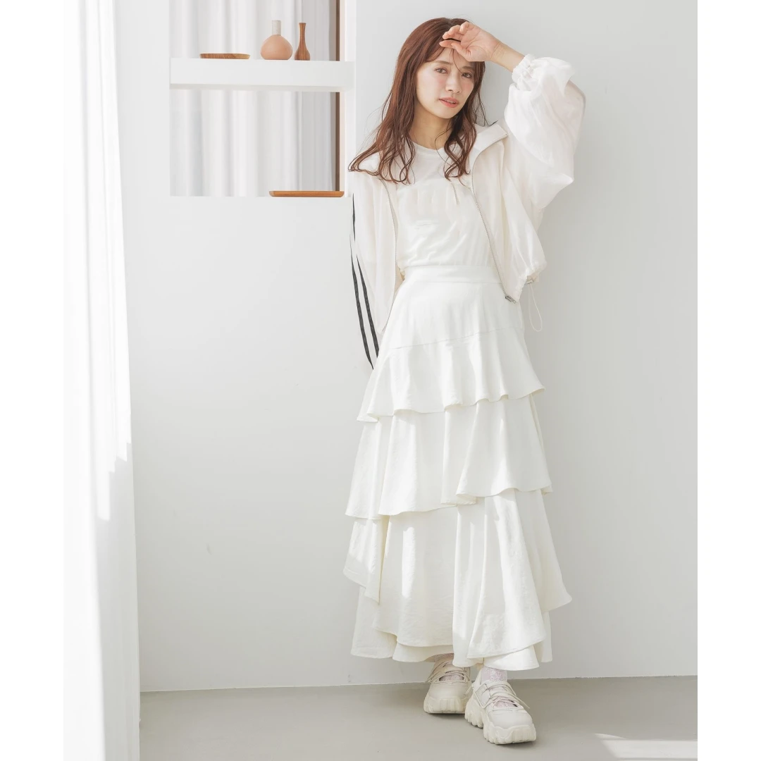 【MonTendre】春季新款 M 百搭不规则高腰半裙气质荷叶边显瘦半身裙