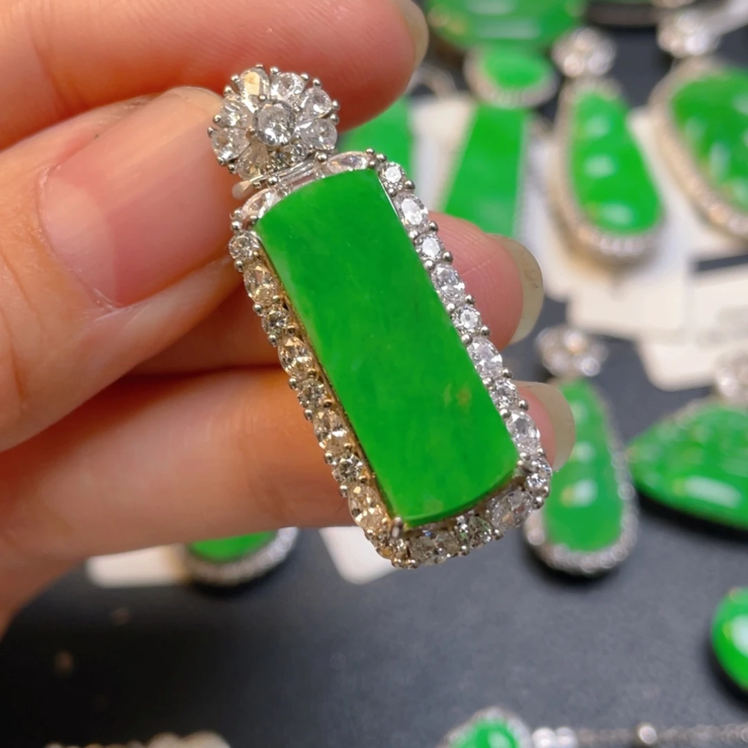 翡翠银S925镶嵌吊坠(不含链)