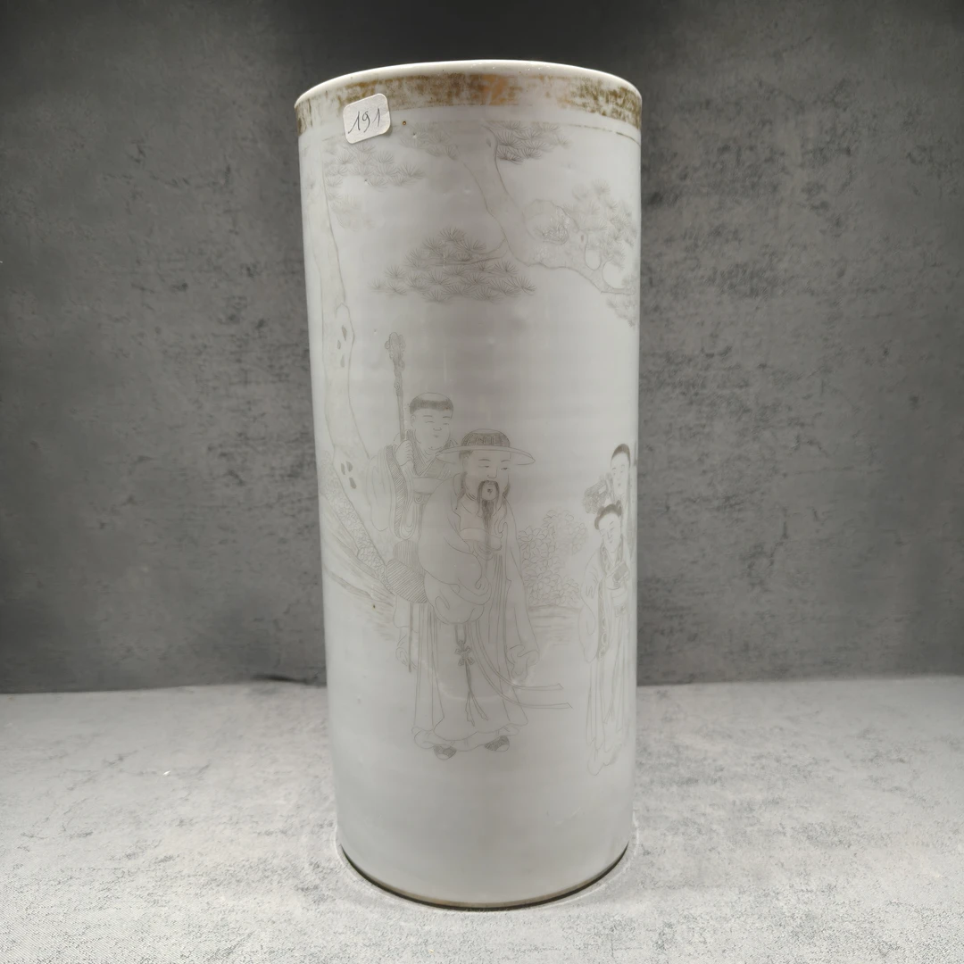 民国刻瓷人物故事帽筒