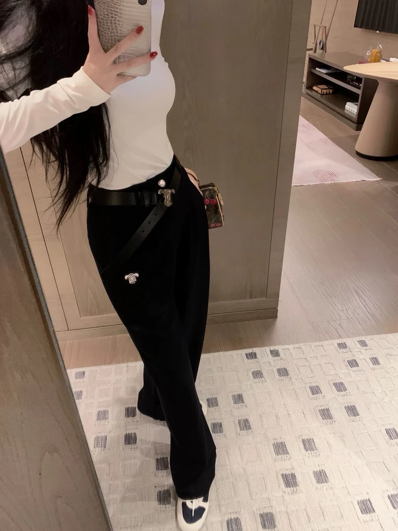 【秋冬新款】MT‘ 凯旋刺绣休闲羊绒西裤’  时尚显瘦直筒百搭休闲裤