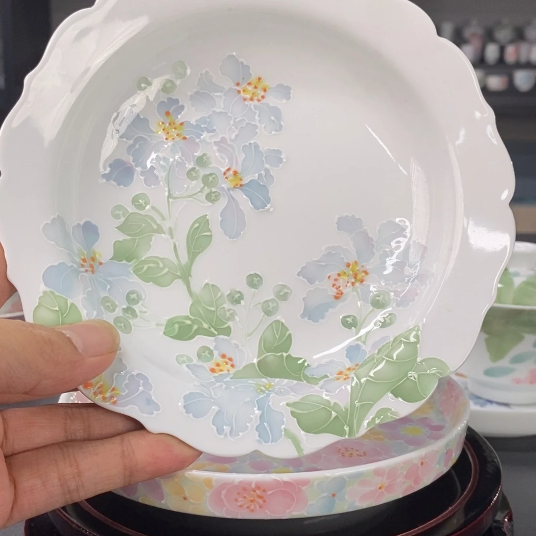 棒***园新粉福利壶承手绘高温釉下