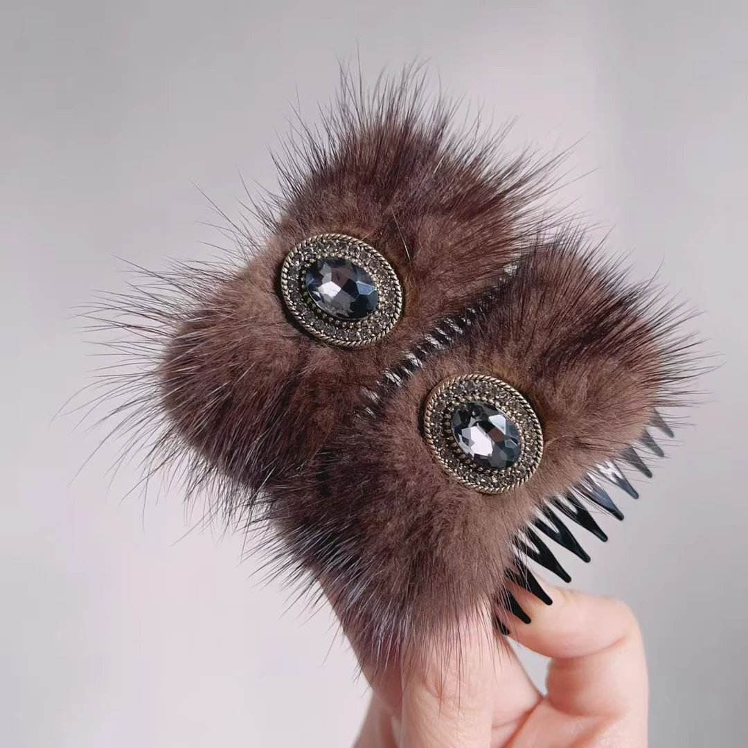 韩版简约水钻倒插梳齿发夹秋冬轻奢气质刘海碎发发饰头饰