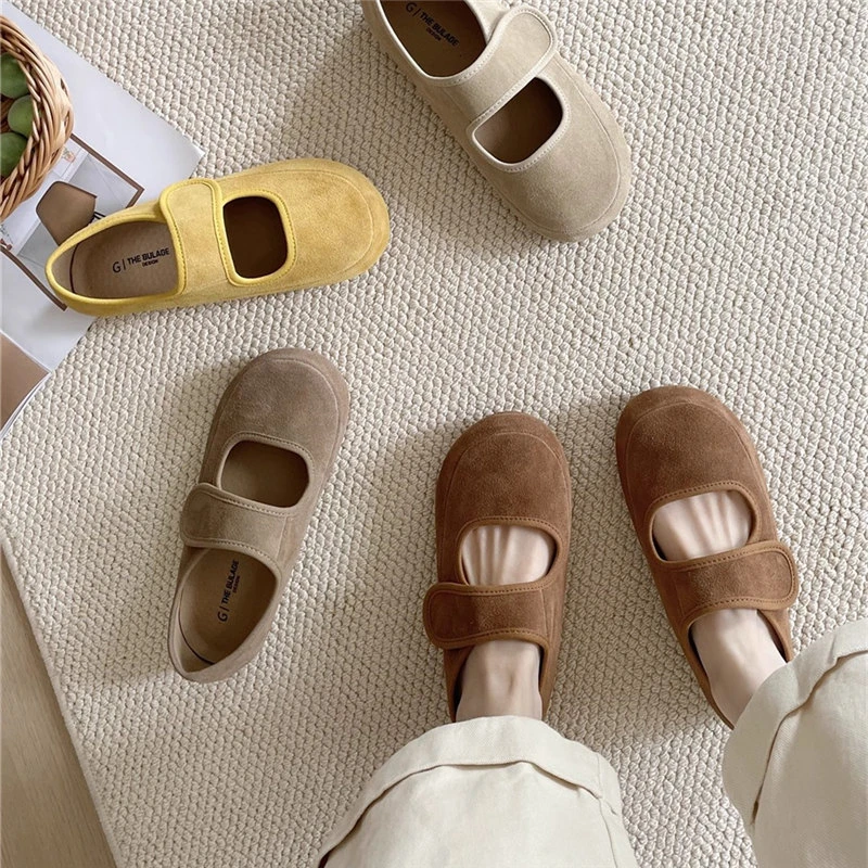 2025春季新款软底魔术贴玛丽珍鞋圆头勃肯鞋浅口单鞋女鞋配裙子