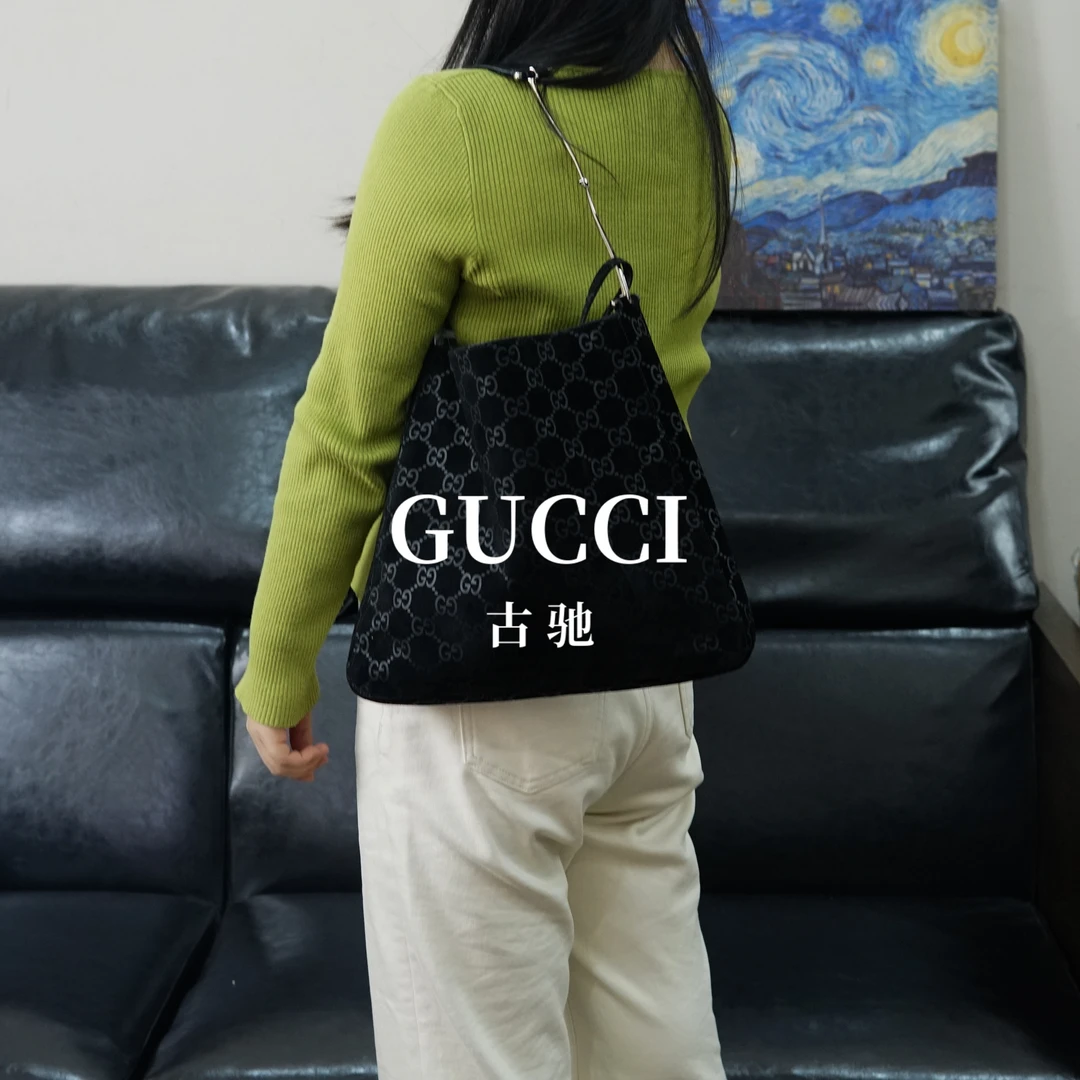 95新 GUCCI/古驰 黑色单肩包/JJ12110363/0363