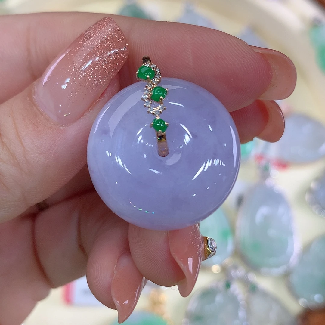 翡翠18K金镶嵌吊坠(不含链)