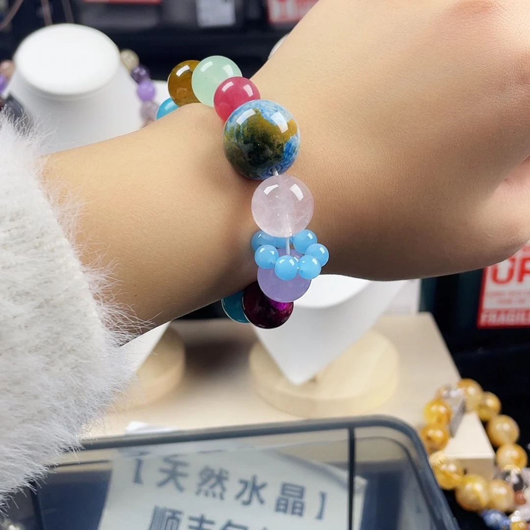 手链银S925镶嵌烟晶