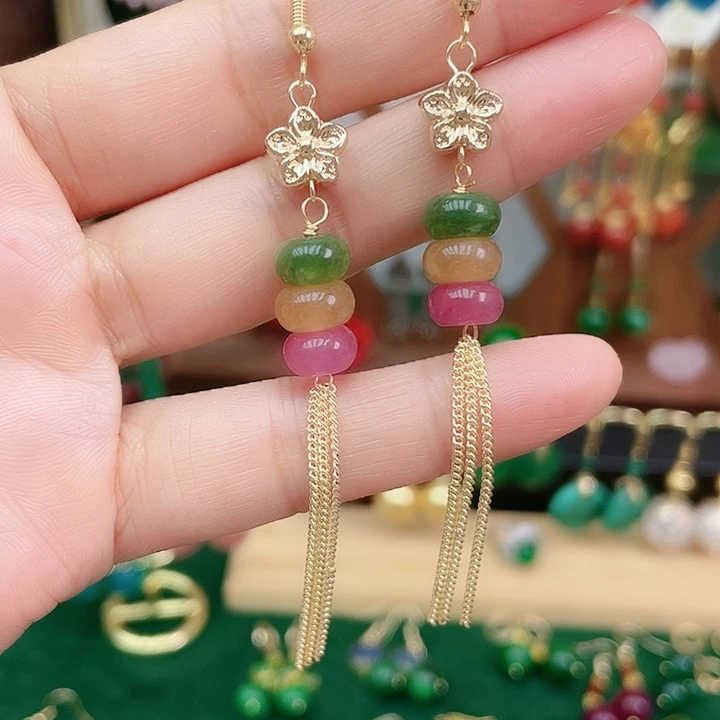 合金石英质玉耳饰