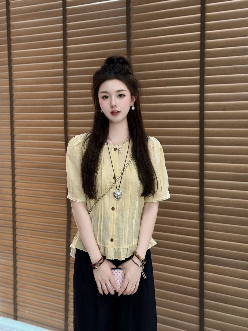 宿慕SUMU夏季短袖小衫2025新款5-30经典百搭舒适透气短袖小衫8700