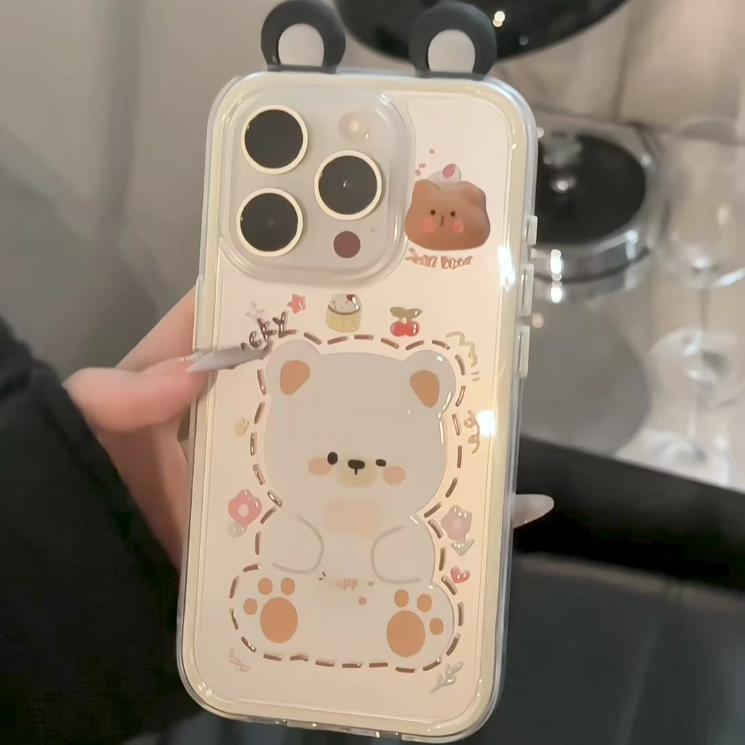 三合一炫彩适用于苹果16promax华为mate70卡通小熊手机壳小米15
