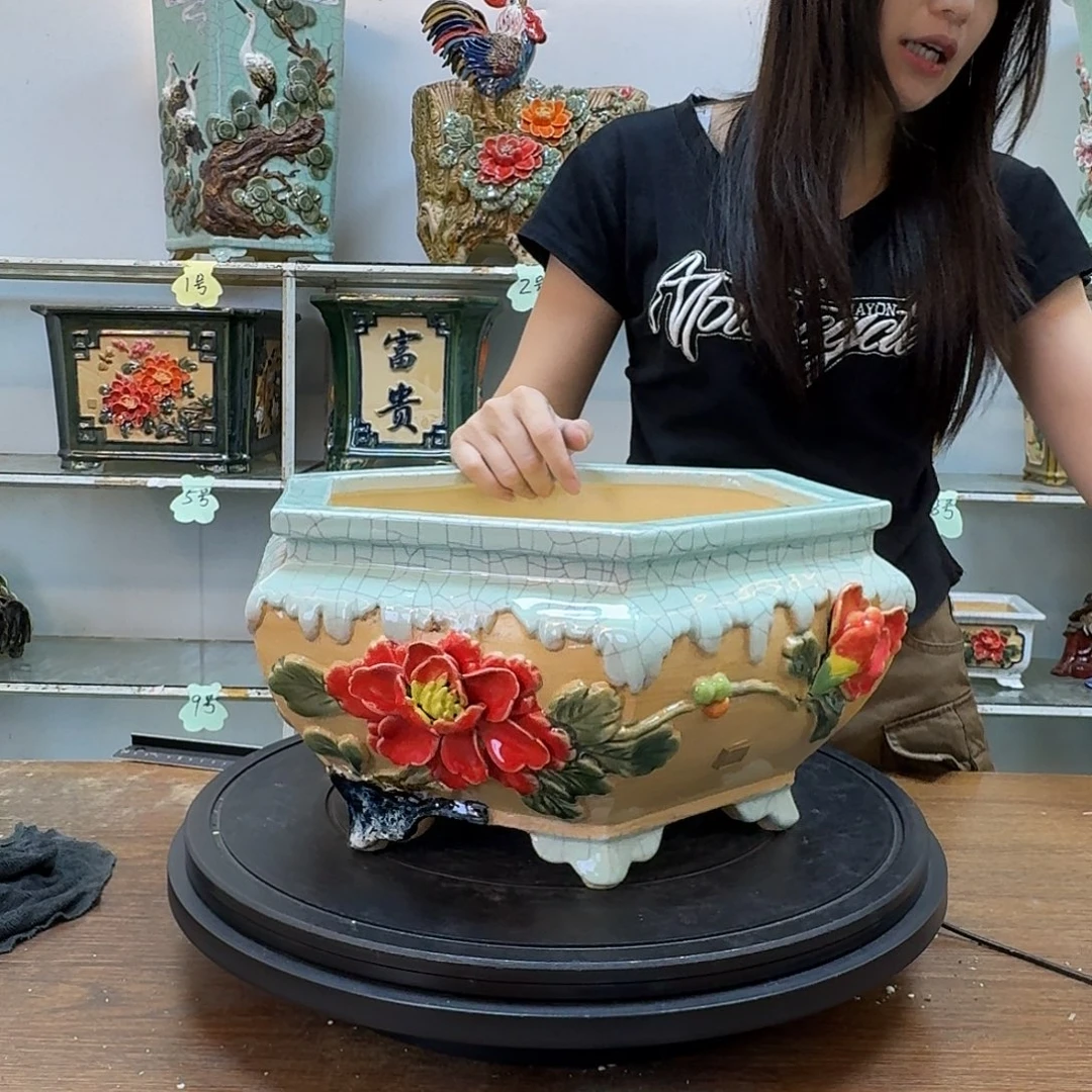 橘***了无花朵石湾盆251251花盆