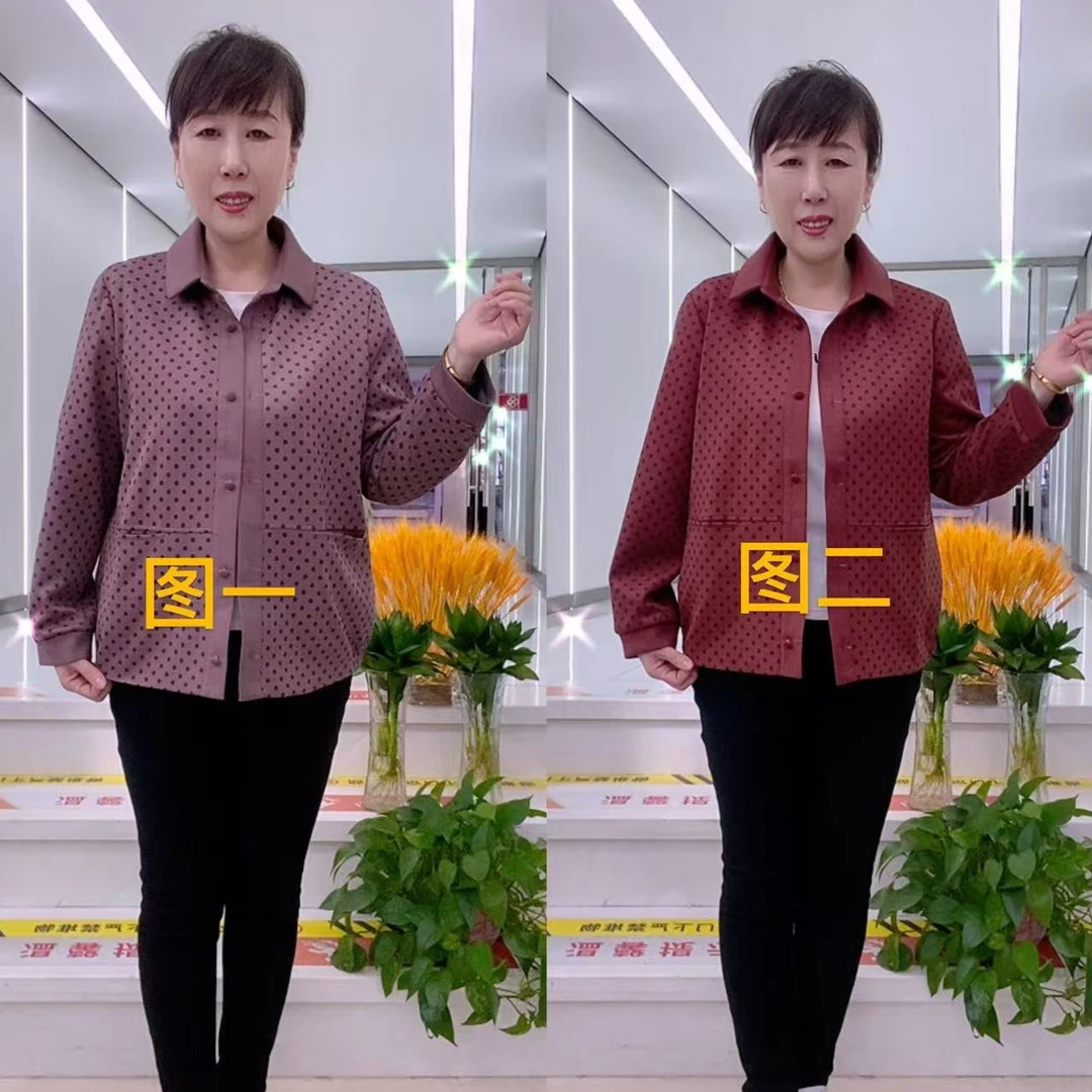 中老年妈妈装春秋长袖带里衬休闲宽松百搭显瘦气质外套