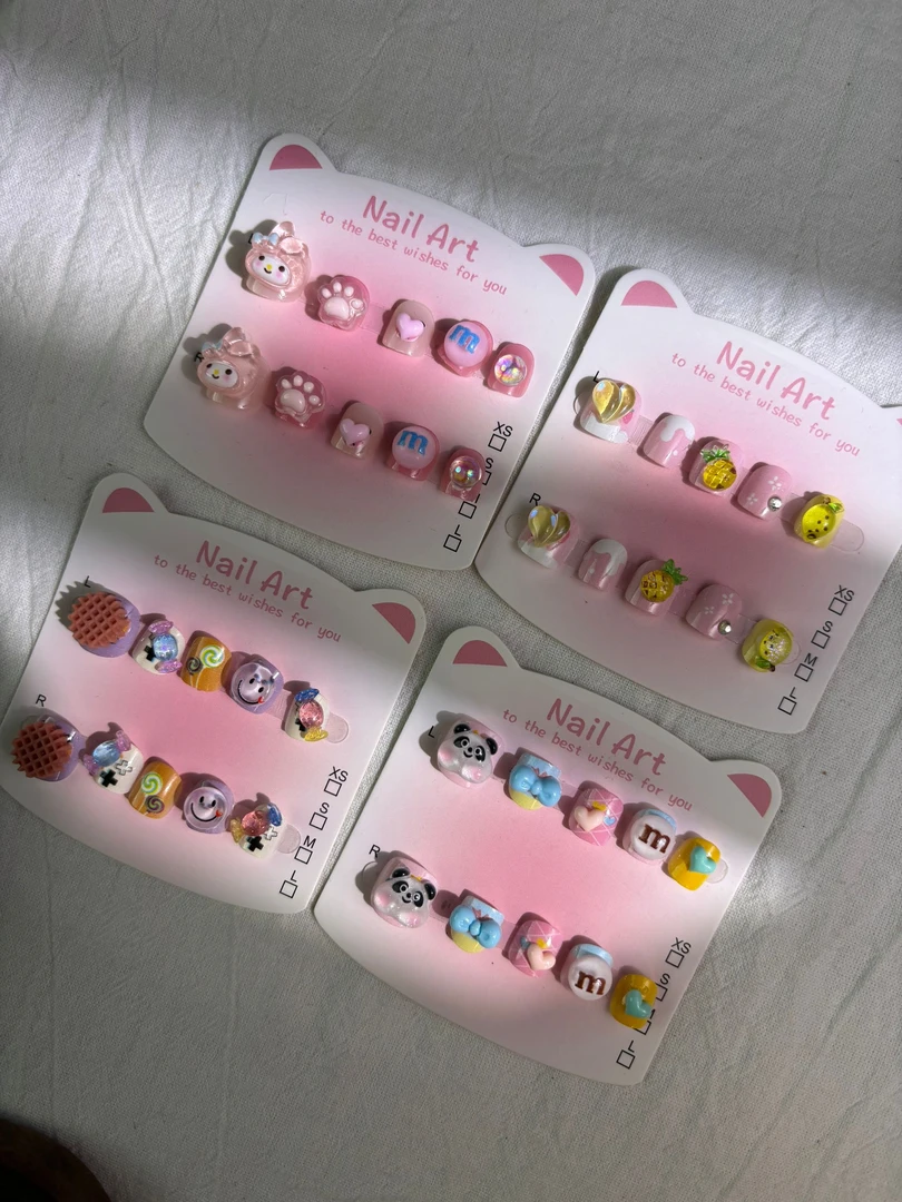 【美乐蒂+小菠萝+糖果+熊猫】3-12岁小朋友手工穿戴甲节日美甲