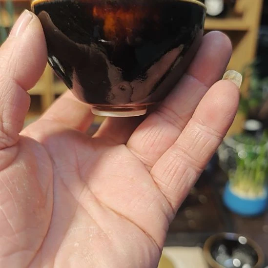 天然老黑釉斗笠盏