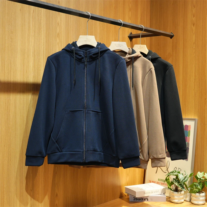 秋季情侣款连帽加绒保暖开衫长袖夹克休闲运动百搭厚外套ZJ256